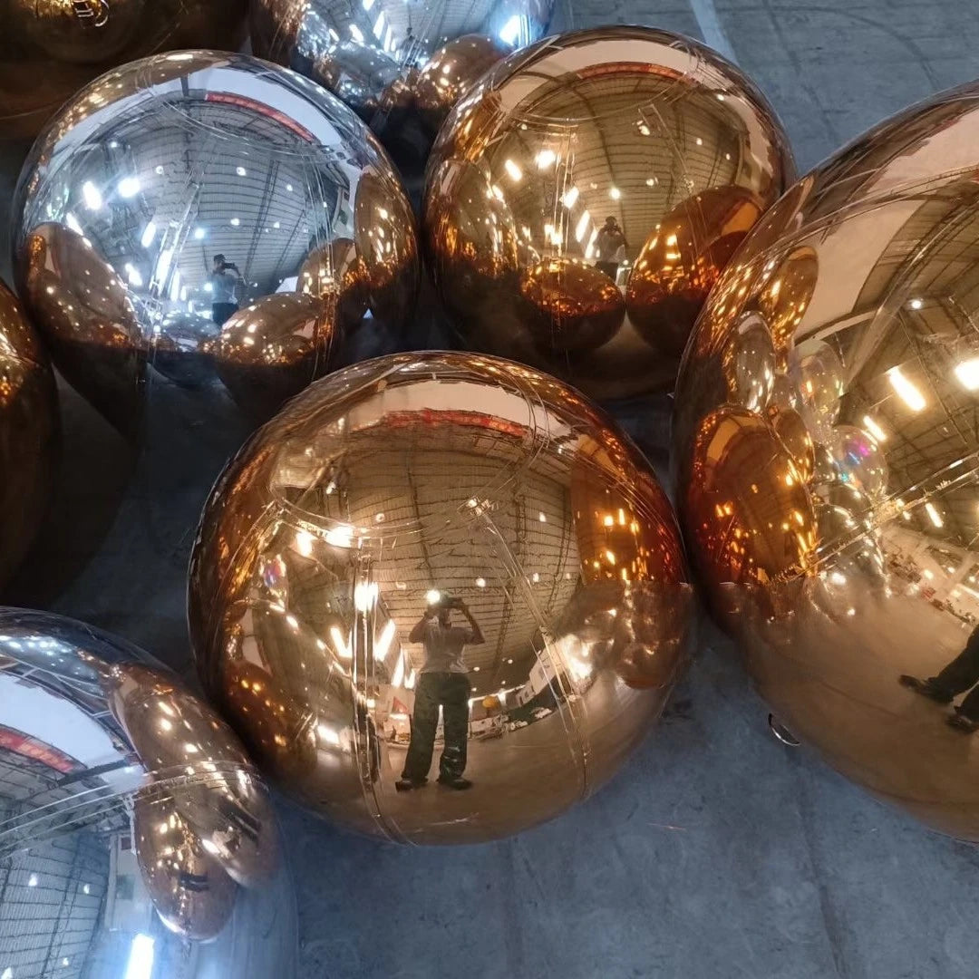 PVC inflatable reflective ball/golden Christmas mirror ball/inflatable ball mirror balloon cheap colorful