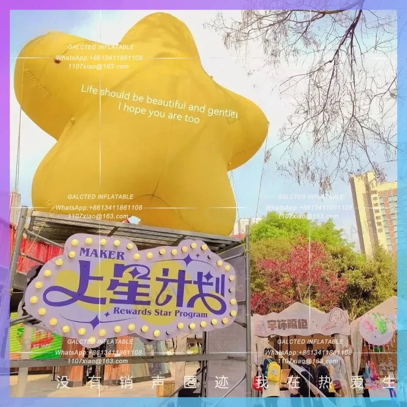 inflatable star yellow cartoon star Night for music club party scence decoration