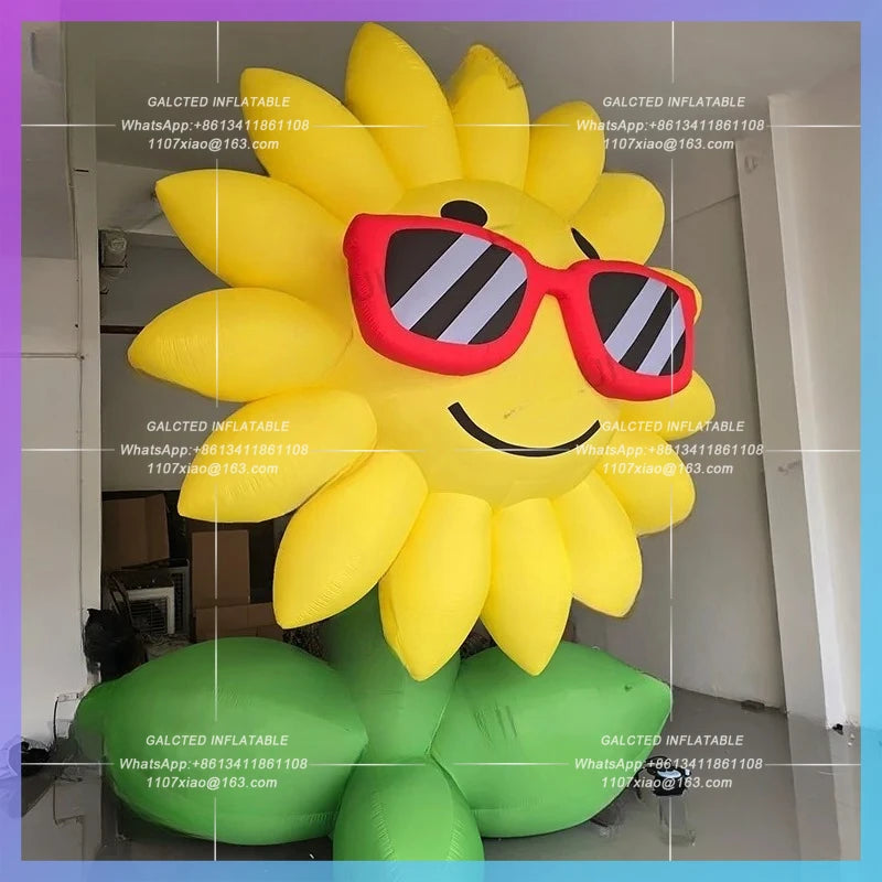 inflatable sunflower cool cartoon balloon Garden park decoration sunglasses flower model