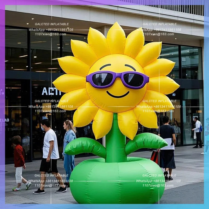 inflatable sunflower cool cartoon balloon Garden park decoration sunglasses flower model