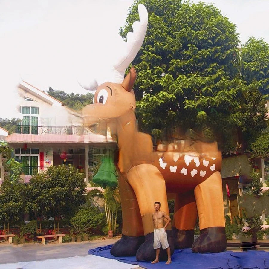 Holiday Party Event 2021 Winter Factory Directly Giant Inflatable Christmas Long Horn Reindeer With Red Nose For New Year