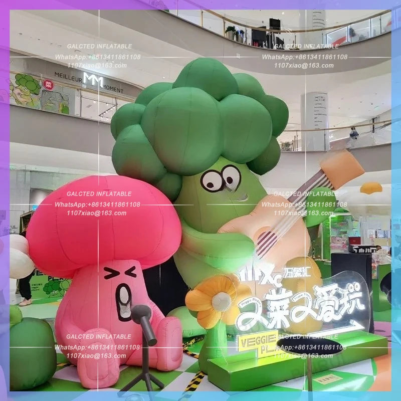 vegetable green fruit guitar Cartoon inflatable broccoli  player mall music festive advertising decoration
