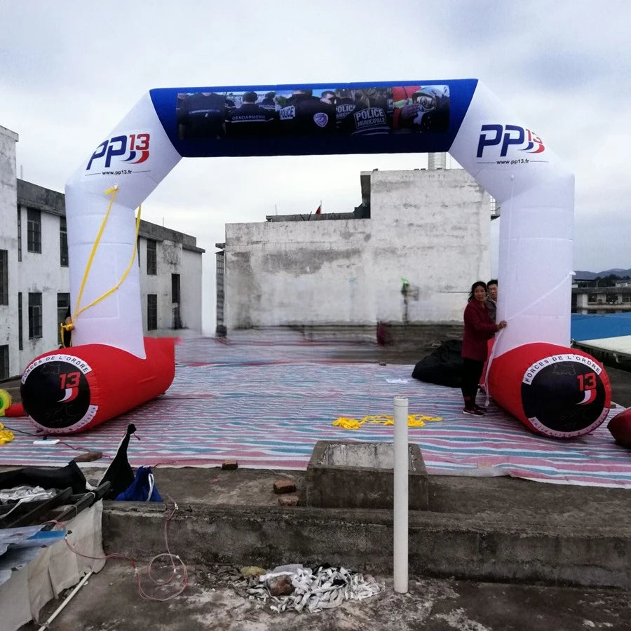 Logo Standing Freely Customized Printing Archway Inflatable Tubular Angle Start Finish Line Arch with Company