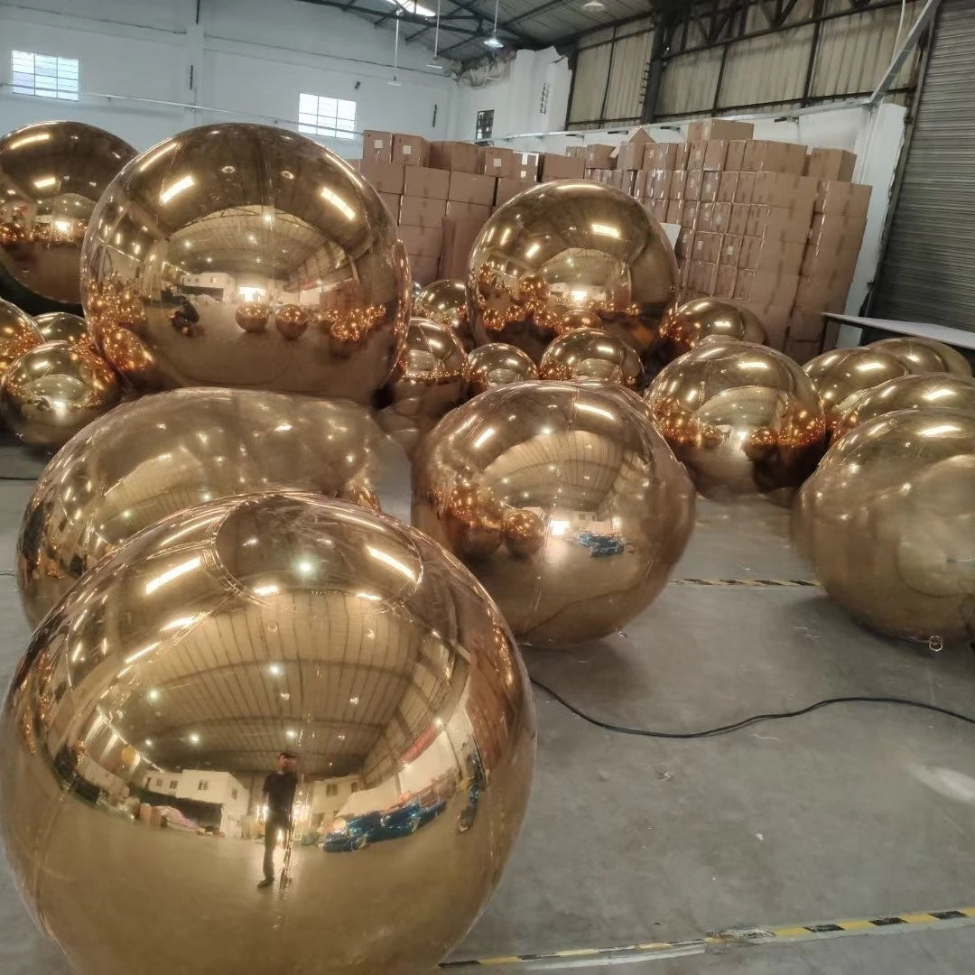 PVC inflatable reflective ball/golden Christmas mirror ball/inflatable ball mirror balloon cheap colorful