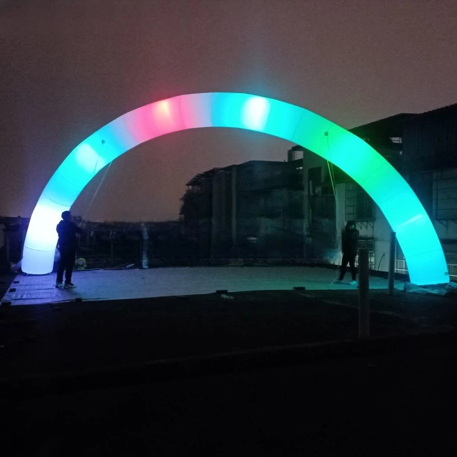 Party with LOGO New round 8x4m light standing curve inflatable archway,team's celebration decoration for event or