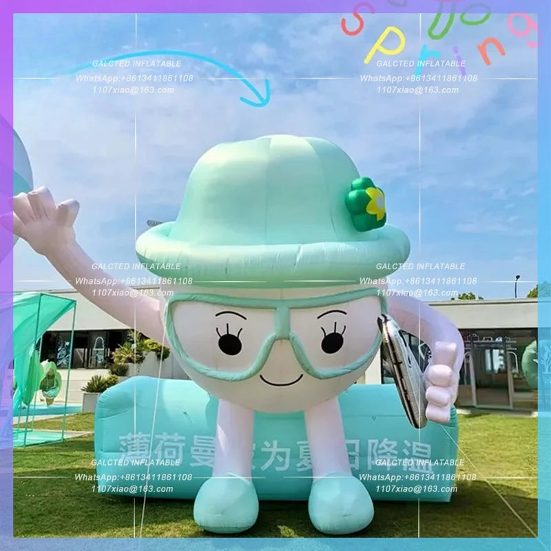 wears the hat glasses the enterprise The inflatable ball-shaped puppet air mold mascot annual meeting venue on-site planning