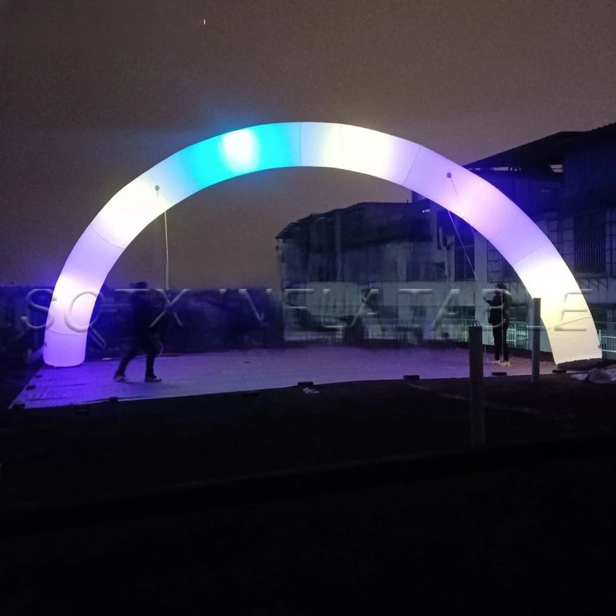 Party with LOGO New round 8x4m light standing curve inflatable archway,team's celebration decoration for event or