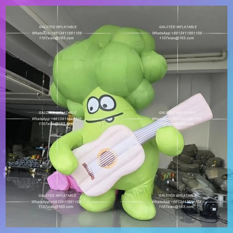 vegetable green fruit guitar Cartoon inflatable broccoli  player mall music festive advertising decoration