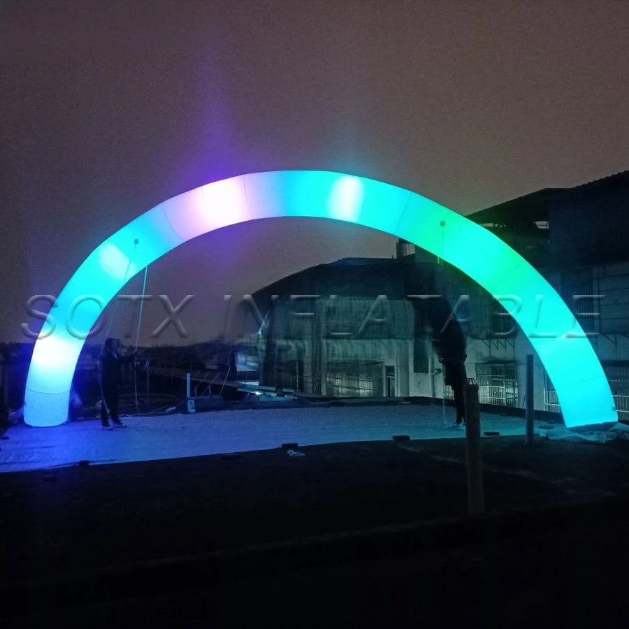 Party with LOGO New round 8x4m light standing curve inflatable archway,team's celebration decoration for event or