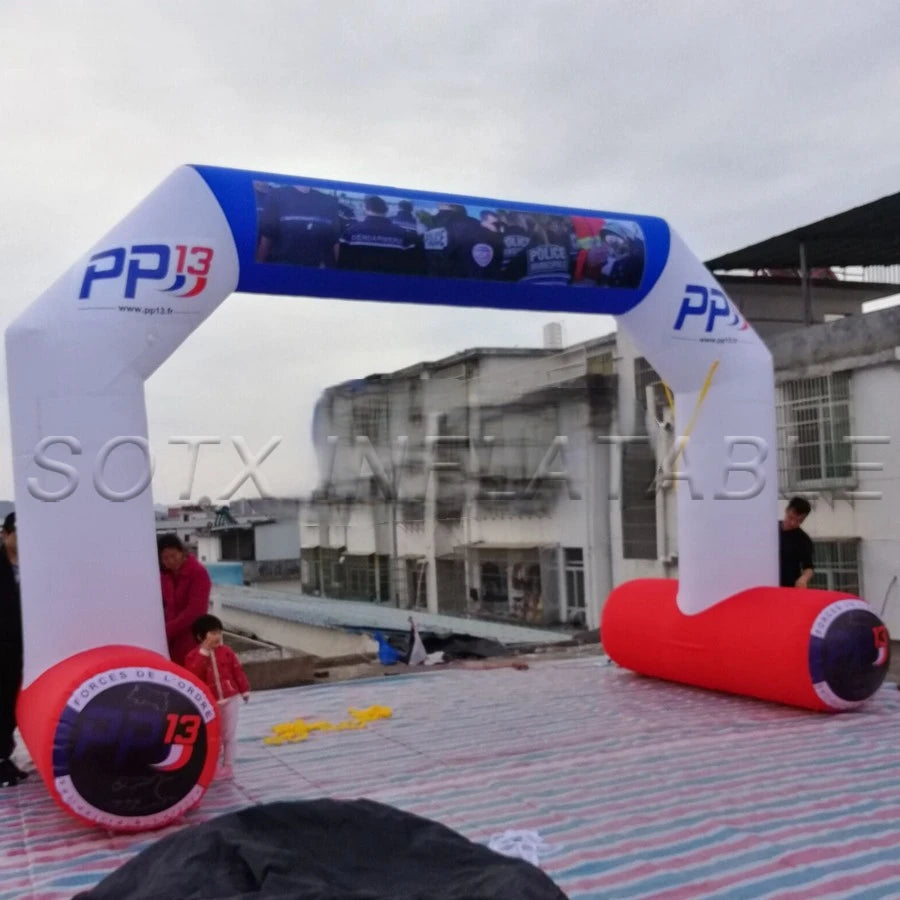 Logo Standing Freely Customized Printing Archway Inflatable Tubular Angle Start Finish Line Arch with Company
