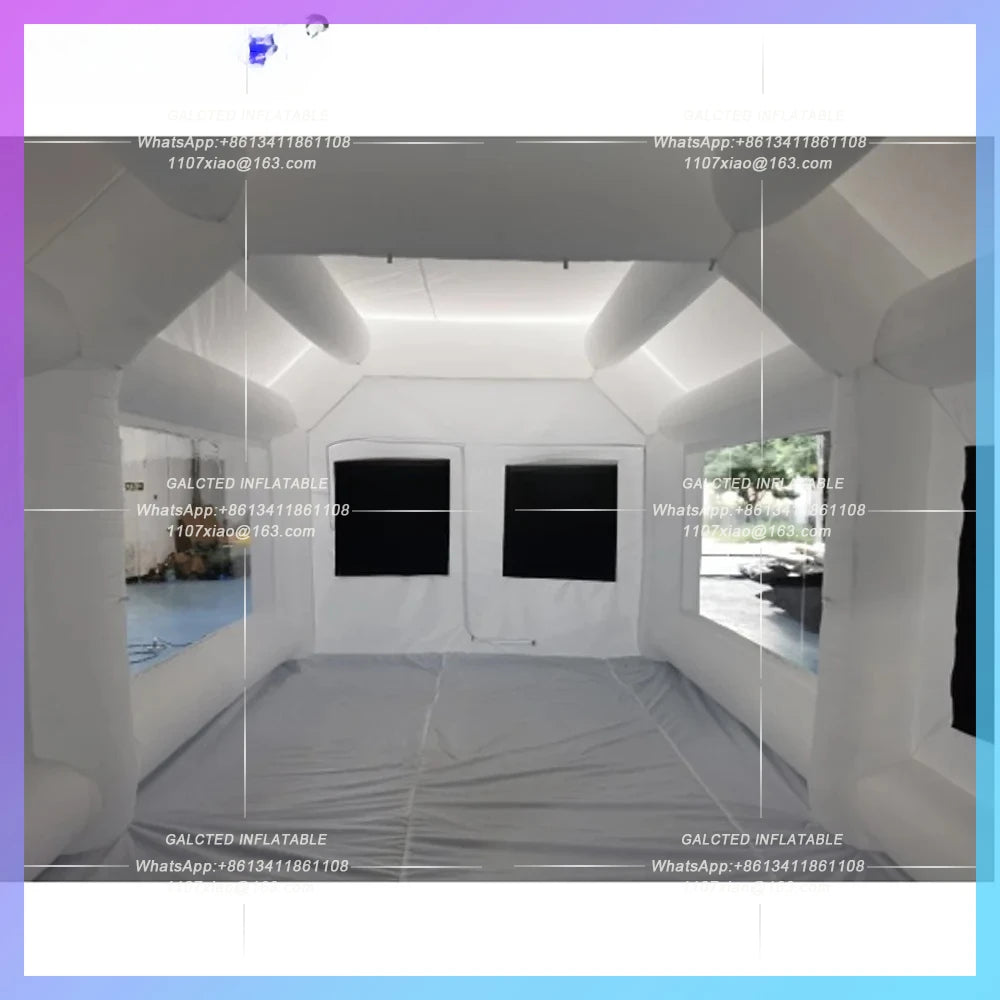 Tent With 2 Blowers Temporary High Quality Inflatable Spray Paint BoothWorkstation Tan Spray Booths Car Wash Shelter Filters