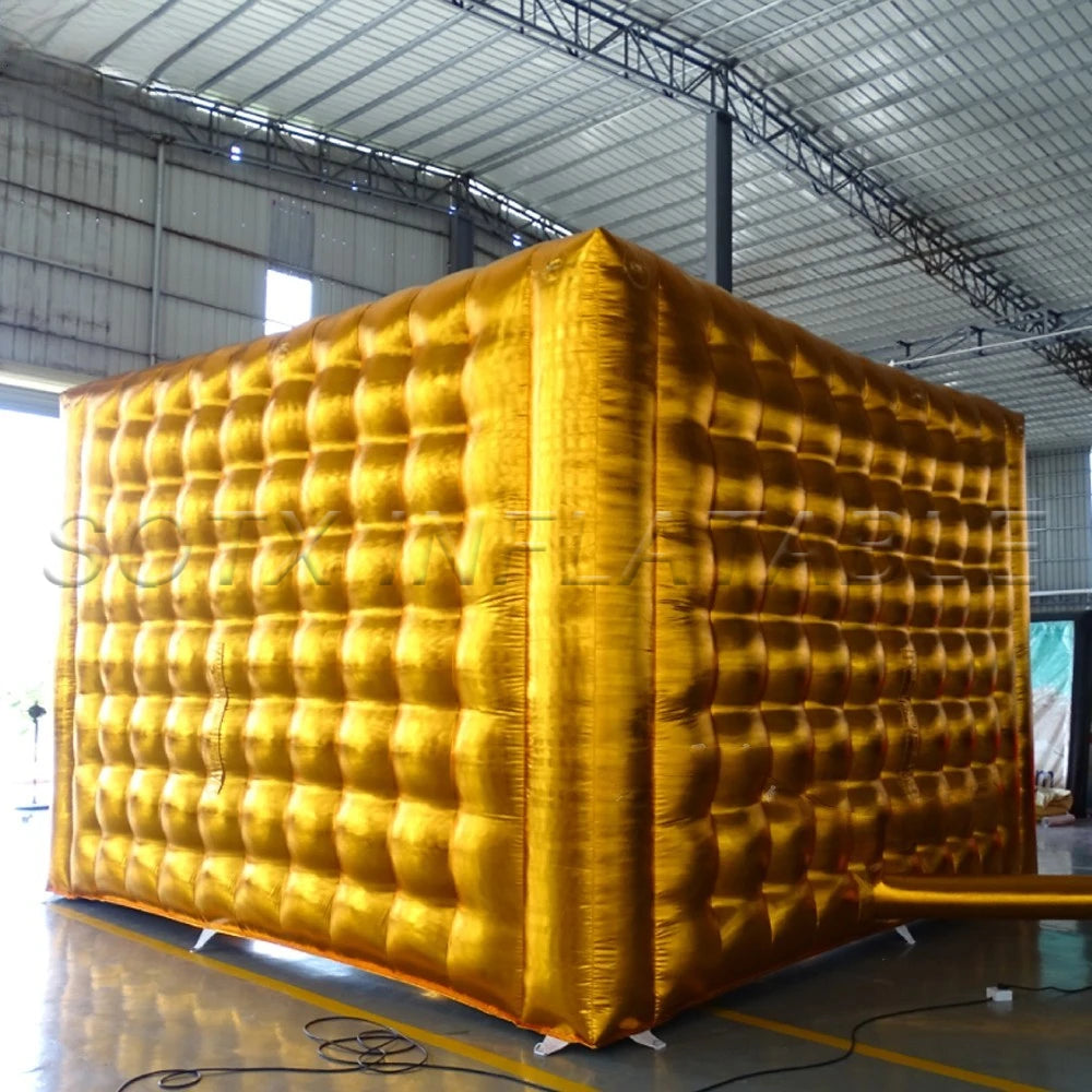 Outdoor DecorationGaint Customize Gold/Sliver Blow Up Inflatable Cube Tent With Factory Price For Wedding Party Events Camping
