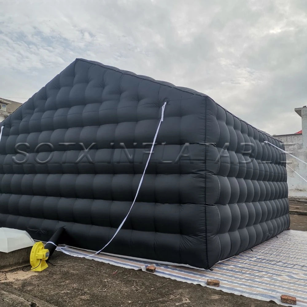 Party Tent for Event 5.5mLx5.5mWx3.6mH Commercial Black Portable Disco Mobile Night Club Tent Inflatable Cube