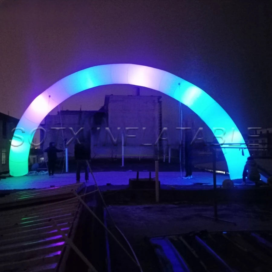 Party with LOGO New round 8x4m light standing curve inflatable archway,team's celebration decoration for event or