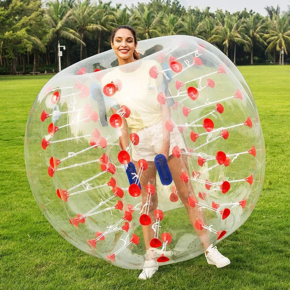 Ball Suit For Outdoor Hot Selling Adult Tpu PVC Inflatable Bumper Bubble Ball With Red Green Blue Dots Football Soccer Body Zorb