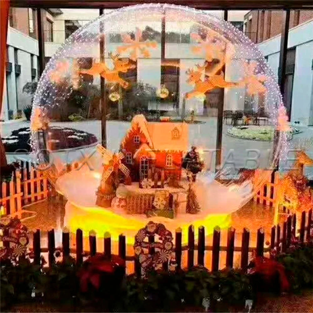 3m Transparent Inflatable Christmas Snow Globe Clear Showcase Dome Camping Bubble Tent Balloon Party Photo Booth For Sale