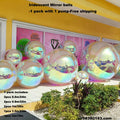 Hanging Party Decoration Iridescent Silver Inflatable Mirror Ball Set Reusable Mirror Sphere Rainbow Big Shinny Bubble Balloons