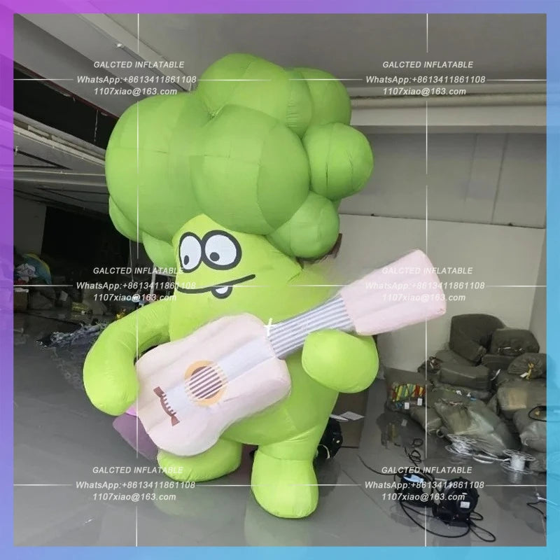 vegetable green fruit guitar Cartoon inflatable broccoli  player mall music festive advertising decoration