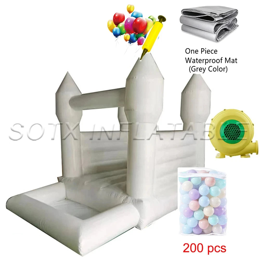 Moonwalk Party for fun Wholesale Kids Air Bounce Jumping Inflatable Wedding Castle White Bounce House With Ball Pit For audits