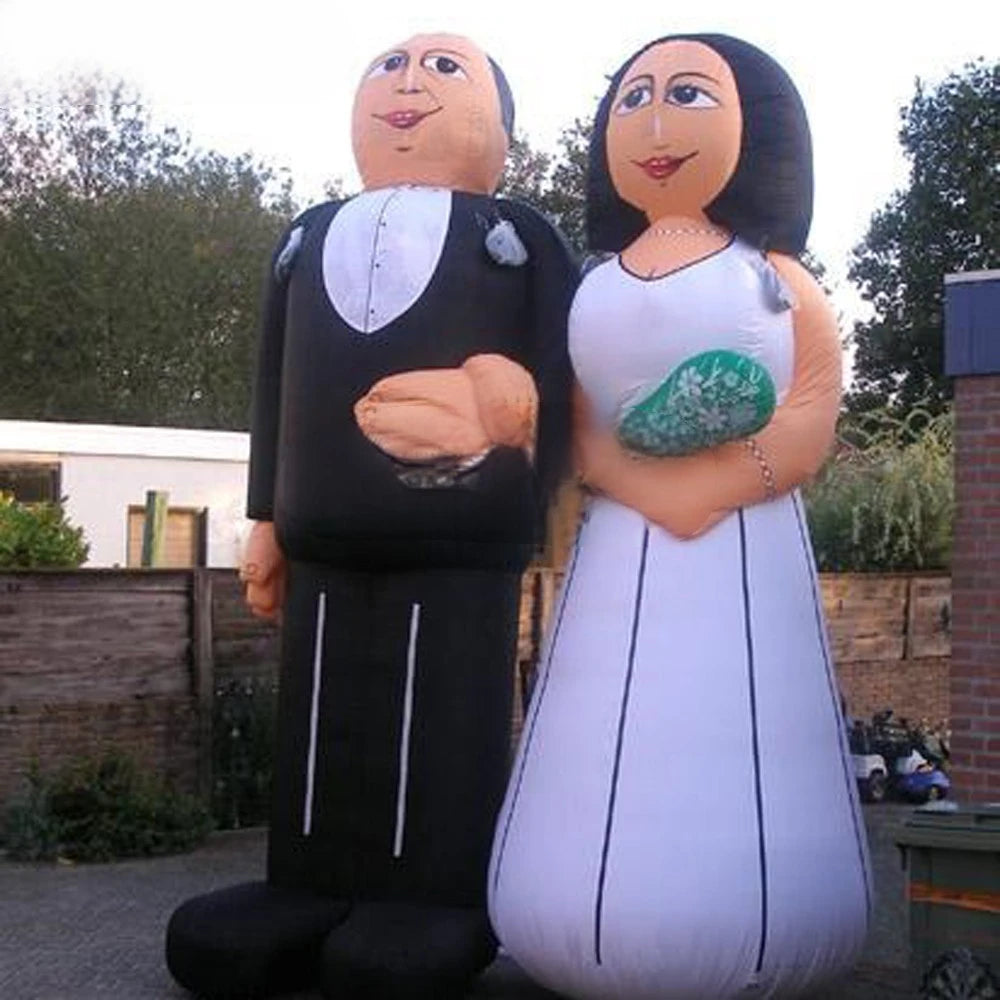 Holand inflatable Newest 3.6m bride and groom wedding couple married figure balloon for outdoor decoration