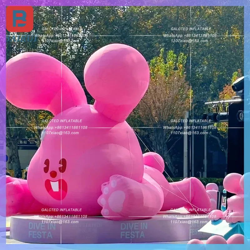 Public Art exhibition Ken Lee Inflatable Pink Rabbit Qiao Qiao Rabbit Love More outdoor art installation