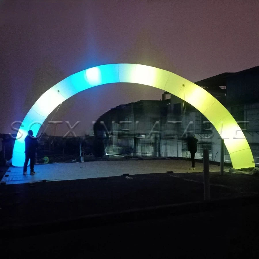 Party with LOGO New round 8x4m light standing curve inflatable archway,team's celebration decoration for event or