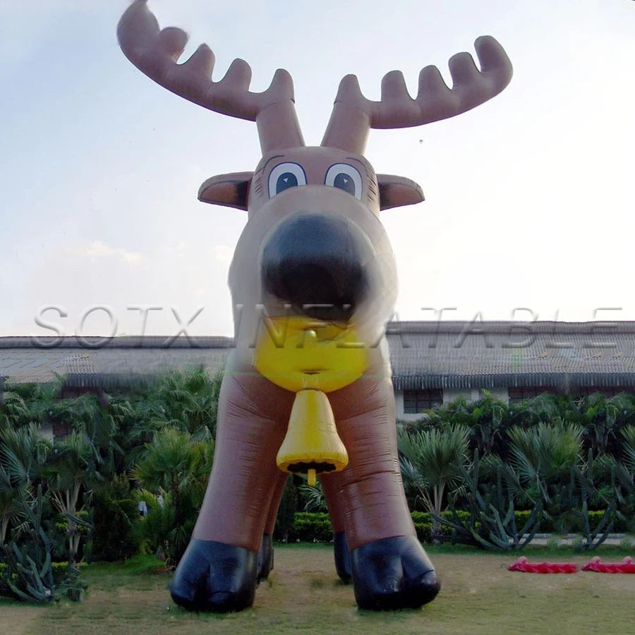 Holiday Party Event 2021 Winter Factory Directly Giant Inflatable Christmas Long Horn Reindeer With Red Nose For New Year