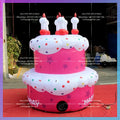 Inflatable Birthday Cake Model 6mh Oxford Cloth Pink Giant With Candle Custom Cake Balloon For Party Decoration