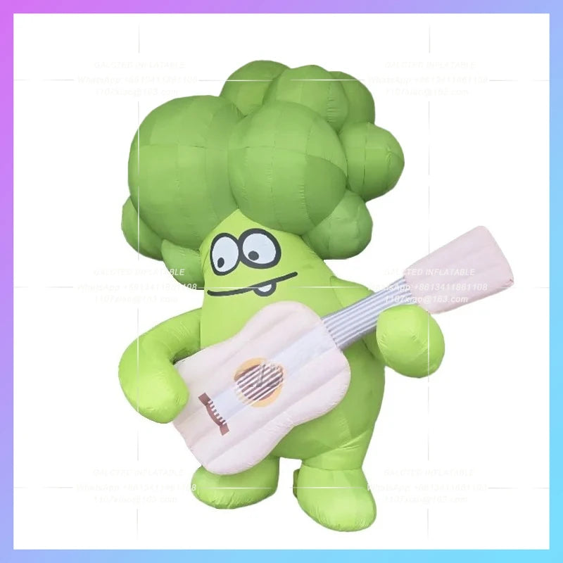 vegetable green fruit guitar Cartoon inflatable broccoli  player mall music festive advertising decoration