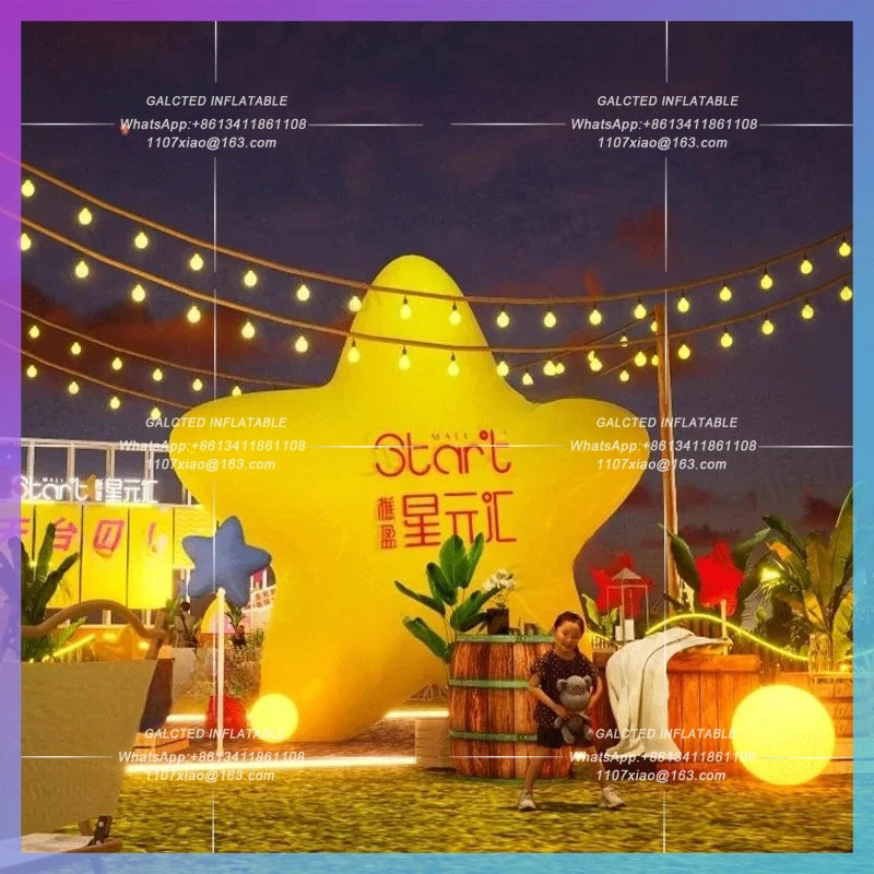 inflatable star yellow cartoon star Night for music club party scence decoration