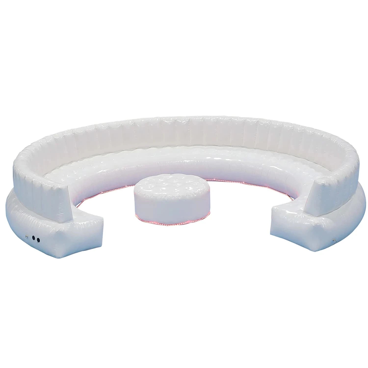 4m Inflatable Sofa PVC Air tight Circular Couch with LED Light White Sofa with Air Pump for Party/Wedding/Outdoor Activity