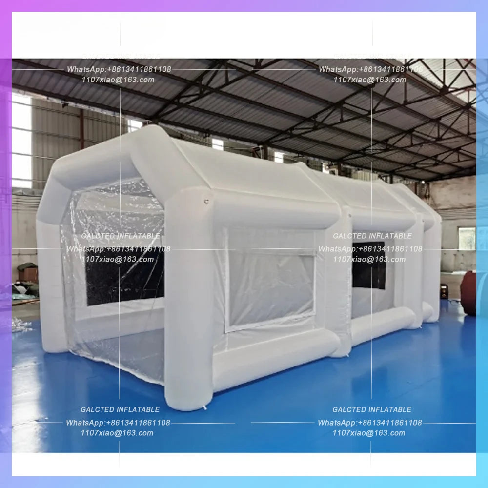 Tent With 2 Blowers Temporary High Quality Inflatable Spray Paint BoothWorkstation Tan Spray Booths Car Wash Shelter Filters