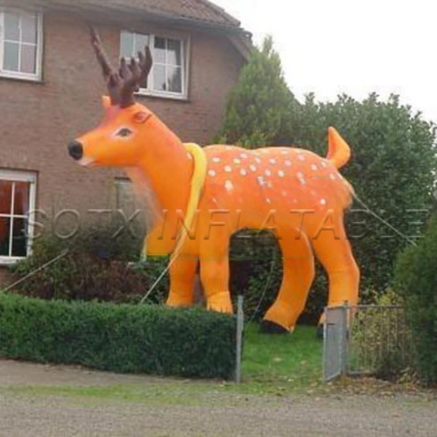 Holiday Party Event 2021 Winter Factory Directly Giant Inflatable Christmas Long Horn Reindeer With Red Nose For New Year