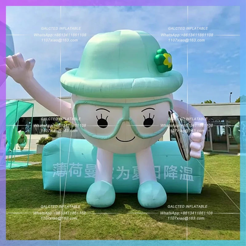 wears the hat glasses the enterprise The inflatable ball-shaped puppet air mold mascot annual meeting venue on-site planning