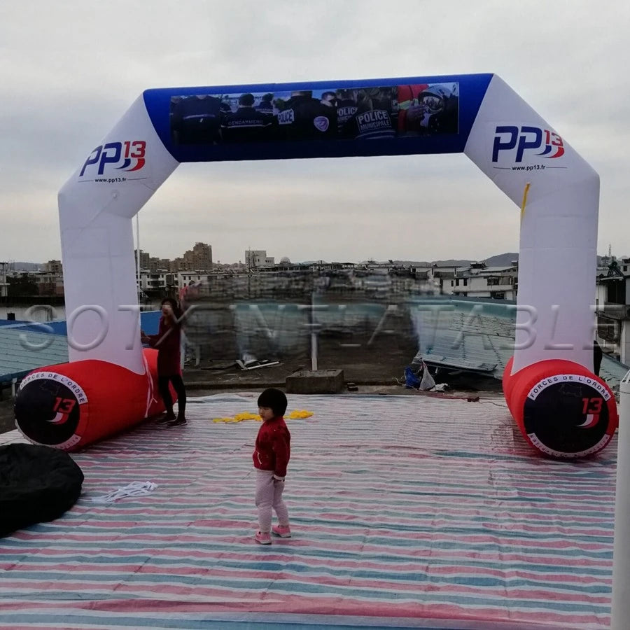 Logo Standing Freely Customized Printing Archway Inflatable Tubular Angle Start Finish Line Arch with Company