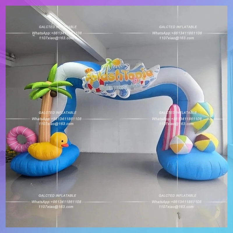 inflatable arch swimming pool park Summer sandbeach theme acticity balloon archway with air blower
