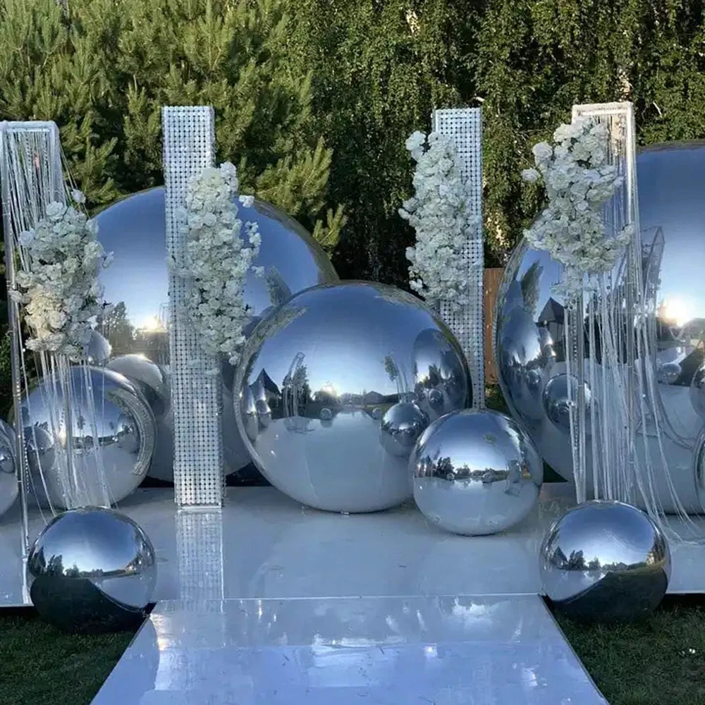 Hot Sales Giant Chrome Plated Inflatable Mirror Ball Reflective Mirror Sphere Disco Balloon For Christmas Party Decoration