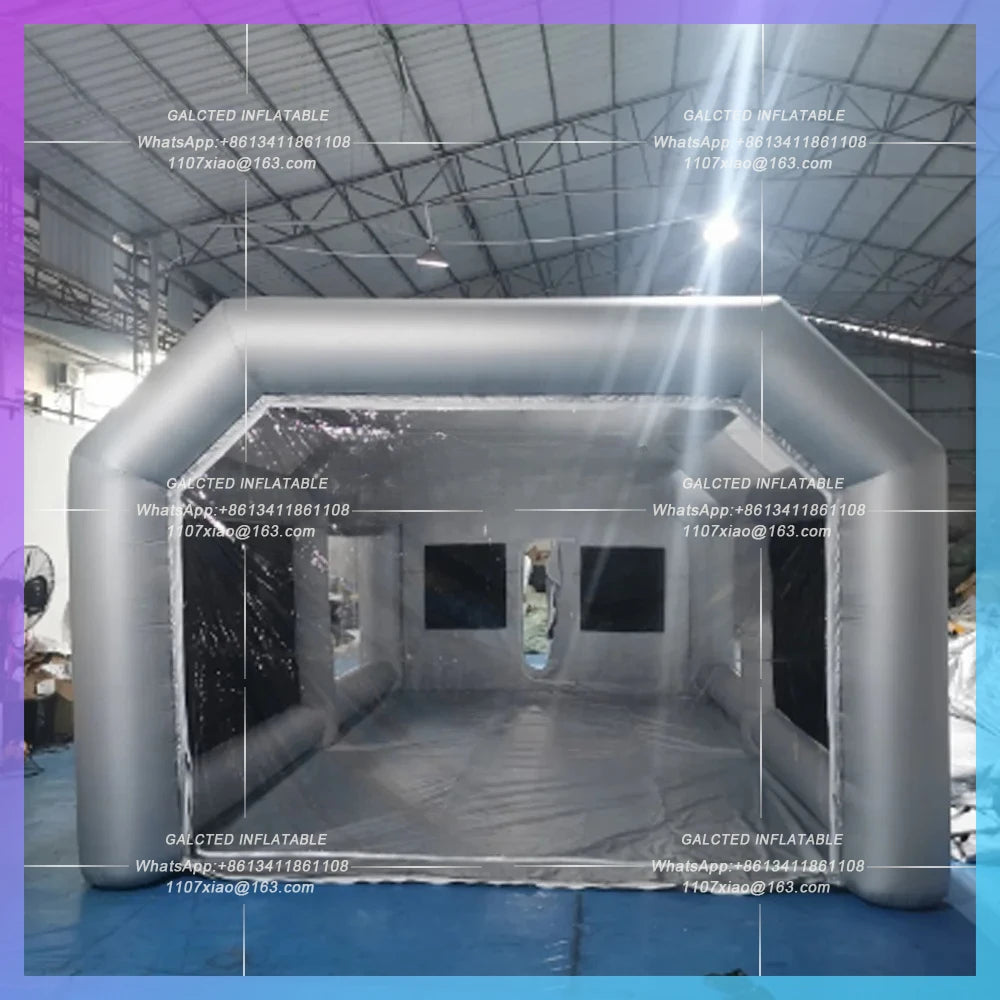 Tent With 2 Blowers Temporary High Quality Inflatable Spray Paint BoothWorkstation Tan Spray Booths Car Wash Shelter Filters