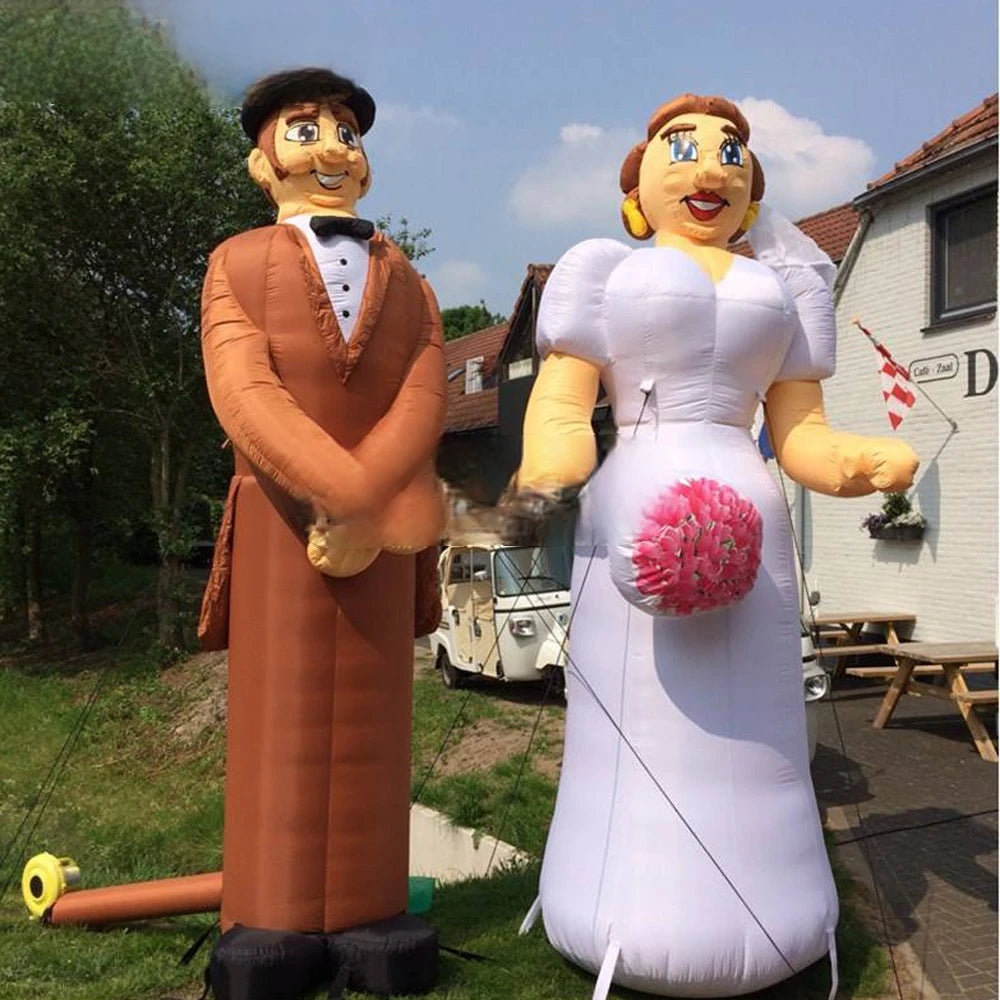 Holand inflatable Newest 3.6m bride and groom wedding couple married figure balloon for outdoor decoration