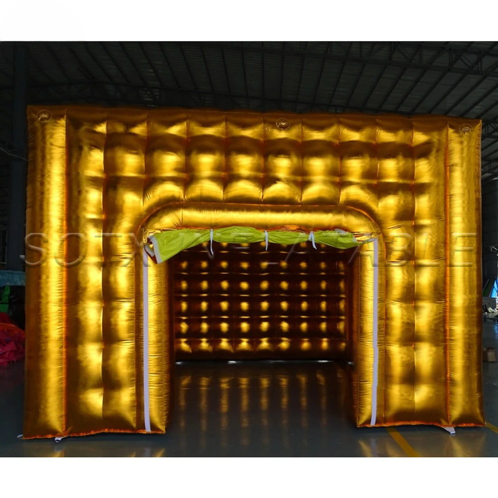 Outdoor DecorationGaint Customize Gold/Sliver Blow Up Inflatable Cube Tent With Factory Price For Wedding Party Events Camping