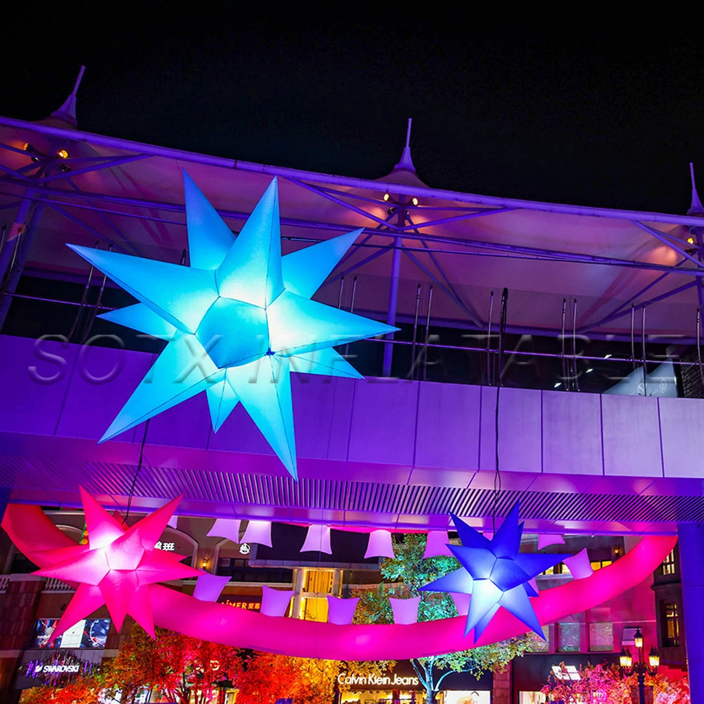 Inflatable Star Balloon 2024 Fascinating Christmas Inflatable Star With Led Light Nightclub Outdoor Festival Decoration Hanging