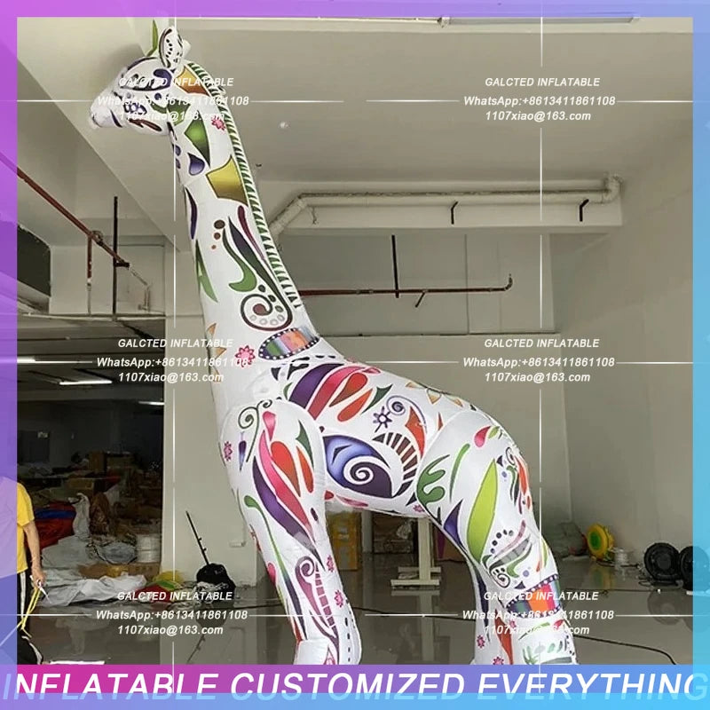 Graffiti Giraffe Model DIY ethnic Giant inflatable cartoon pattern landscape tourism activities lighting advertising props