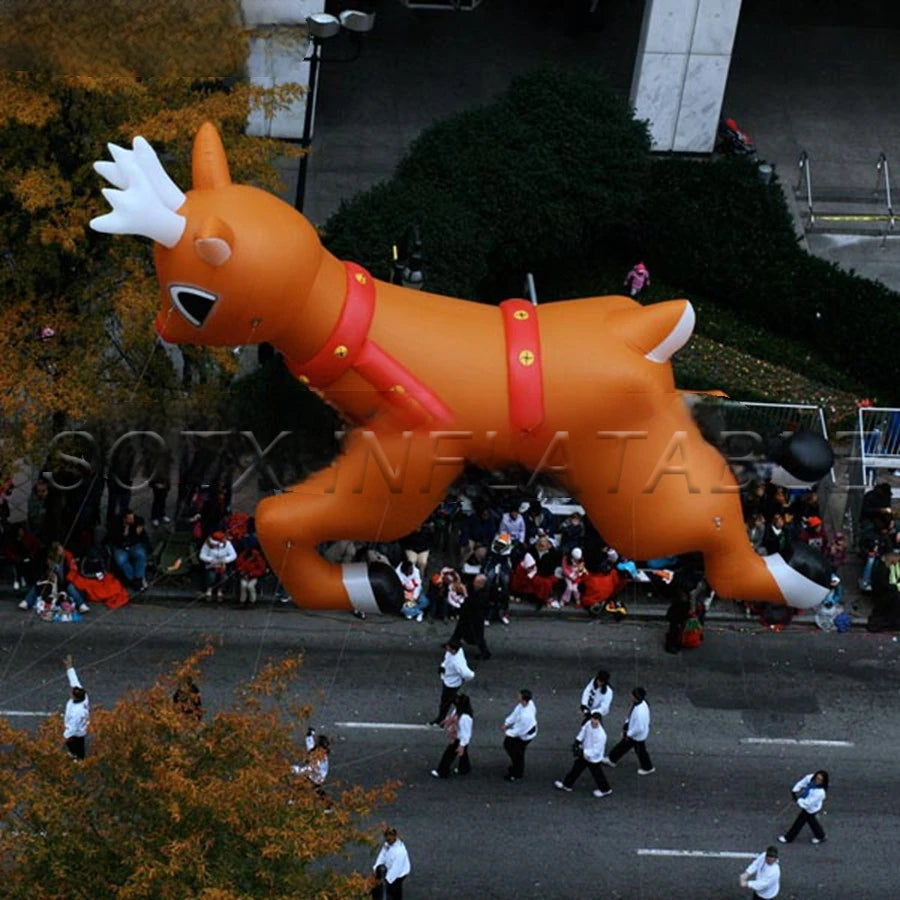 Holiday Party Event 2021 Winter Factory Directly Giant Inflatable Christmas Long Horn Reindeer With Red Nose For New Year