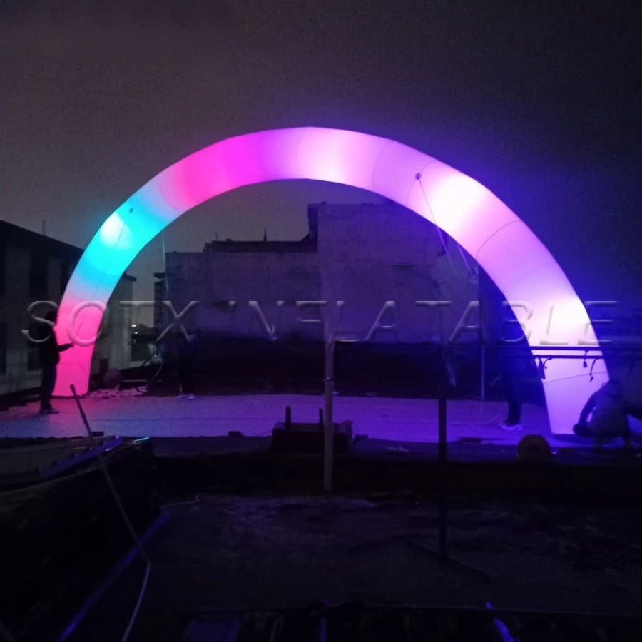 Party with LOGO New round 8x4m light standing curve inflatable archway,team's celebration decoration for event or