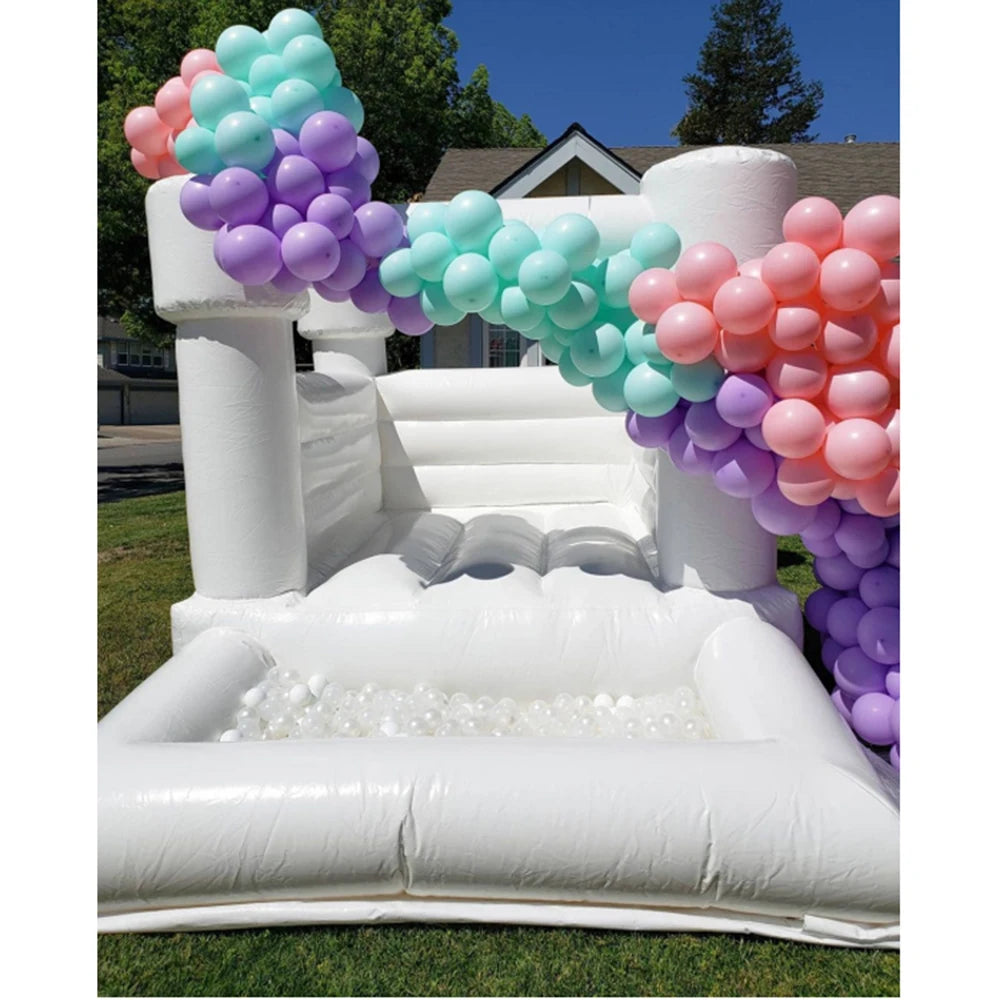 Moonwalk Party for fun Wholesale Kids Air Bounce Jumping Inflatable Wedding Castle White Bounce House With Ball Pit For audits