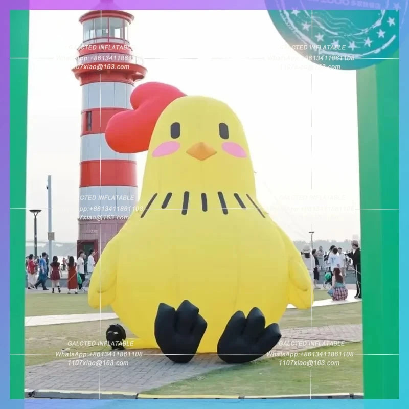Chinese zodiac mascot annual Inflatable cartoon yellow chicken model custom IP meeting market lighting decoration