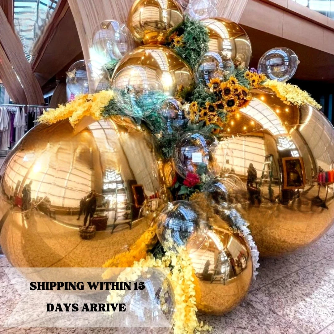 PVC inflatable reflective ball/golden Christmas mirror ball/inflatable ball mirror balloon cheap colorful