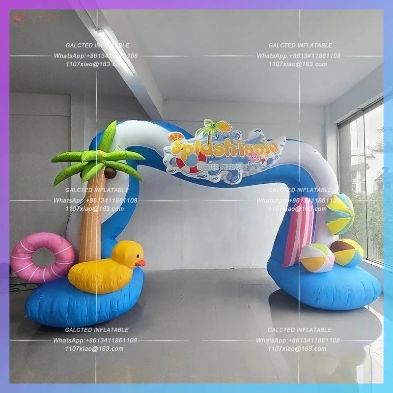 inflatable arch swimming pool park Summer sandbeach theme acticity balloon archway with air blower