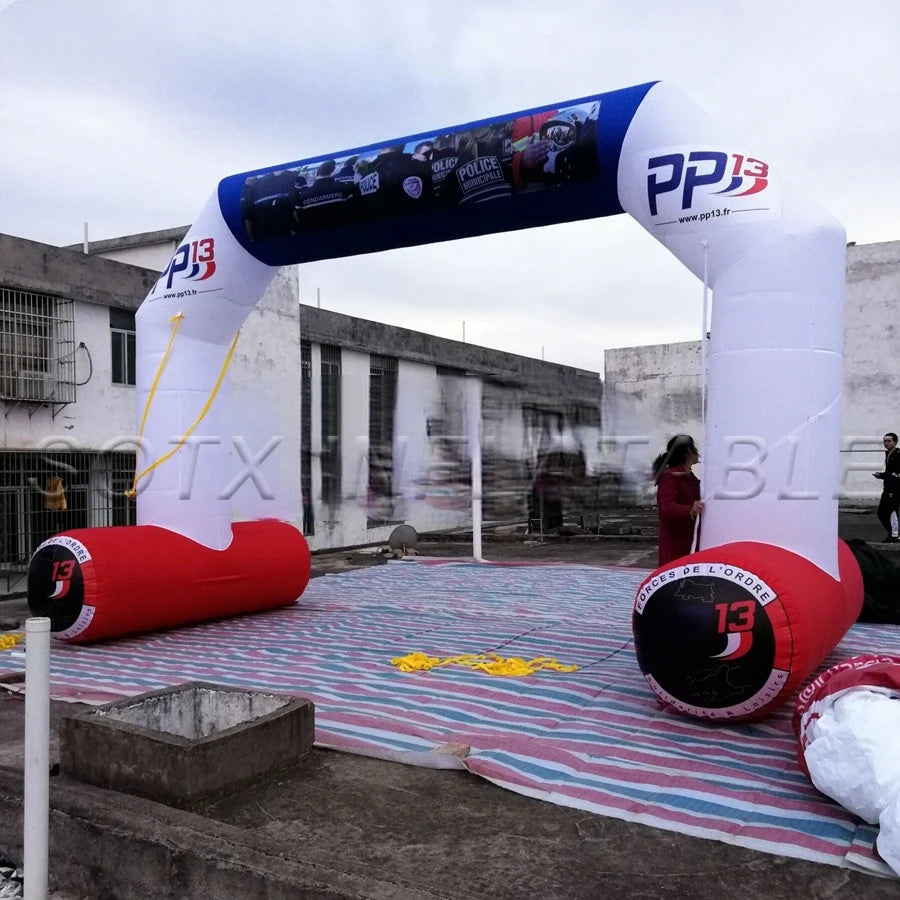 Logo Standing Freely Customized Printing Archway Inflatable Tubular Angle Start Finish Line Arch with Company