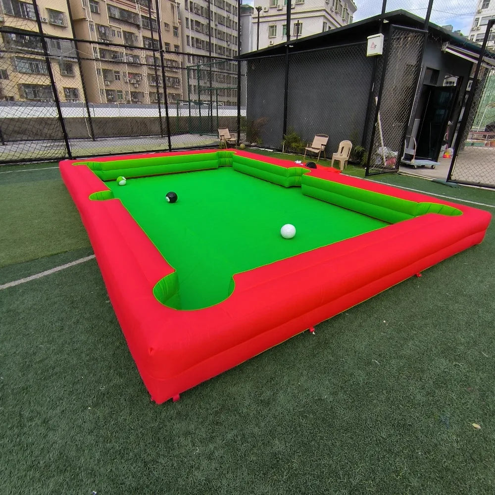 Inflatable Snooker Football Interactive Game 12x3.6m With 16 Balls Black Inflatable Billard For Soccer Event